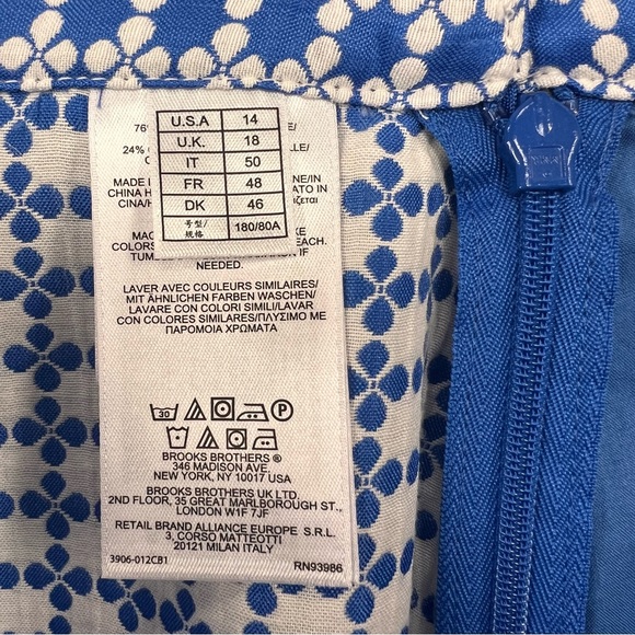 New Brooks Brothers 346 blue and white medallion pencil skirt with pockets 14 - Picture 4 of 9